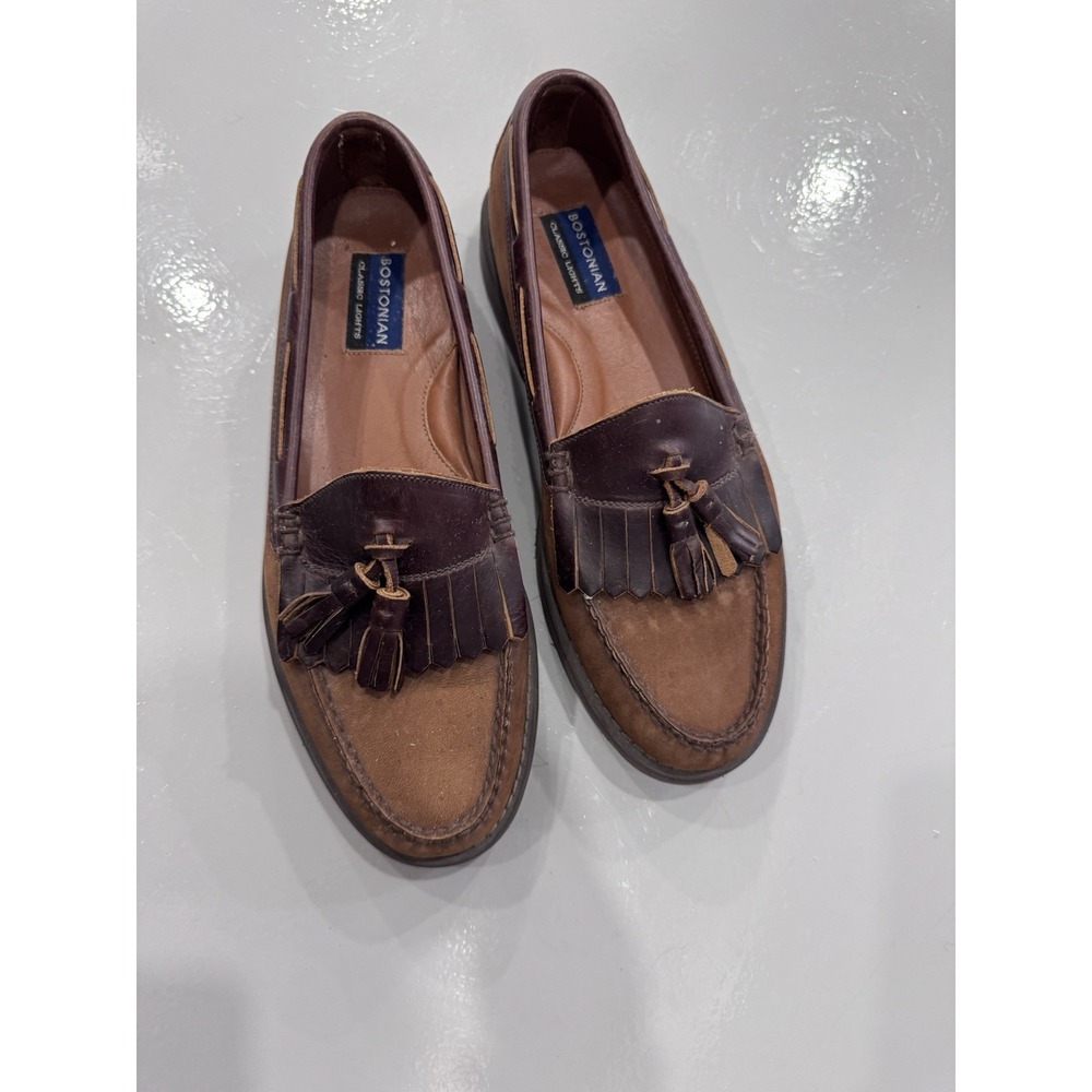 Bostonian Men's Brown Tassel Fringe Loafers Slip-On Round Toe Casual